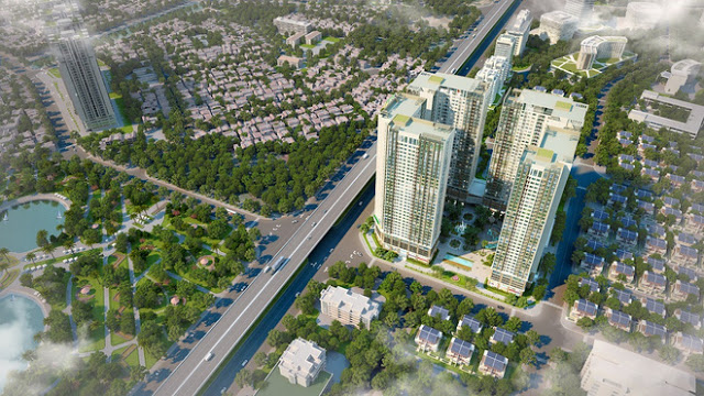 Phối cảnh từ trên cao chung cư Eco Green City