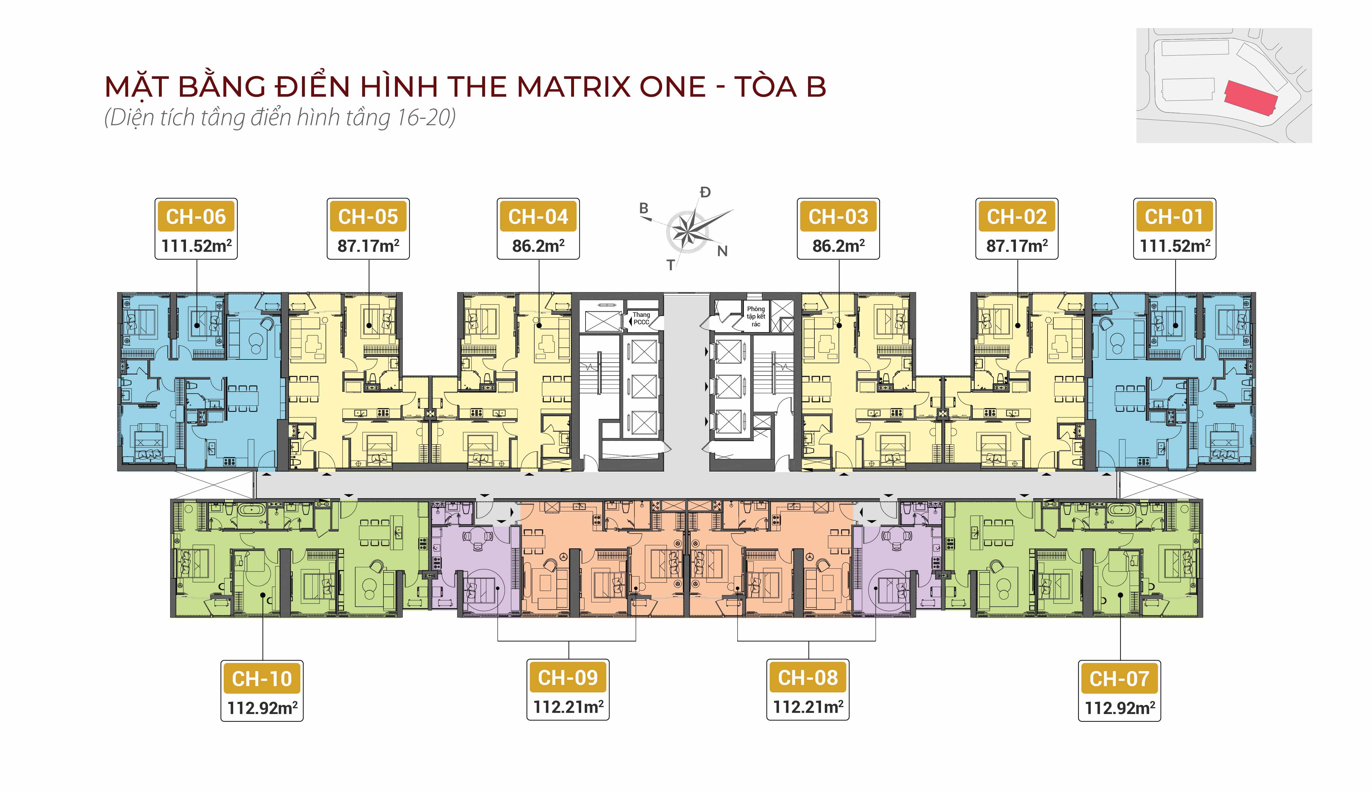 Mặt Bằng Thiết kế The Matrix One tòa B